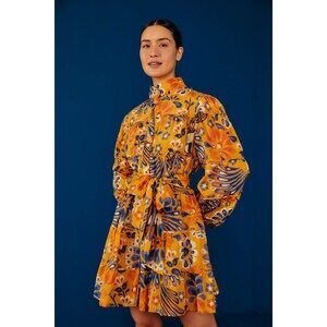 Yellow Pineapple Flowers Mini Dress